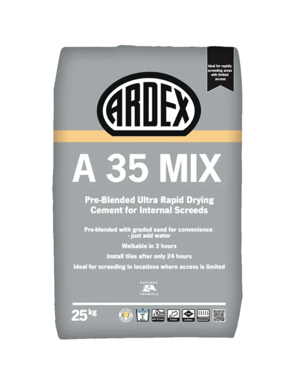 ARDEX A 35 MIX Pre-Blended Ultra Rapid Drying Cement for Internal Screeds