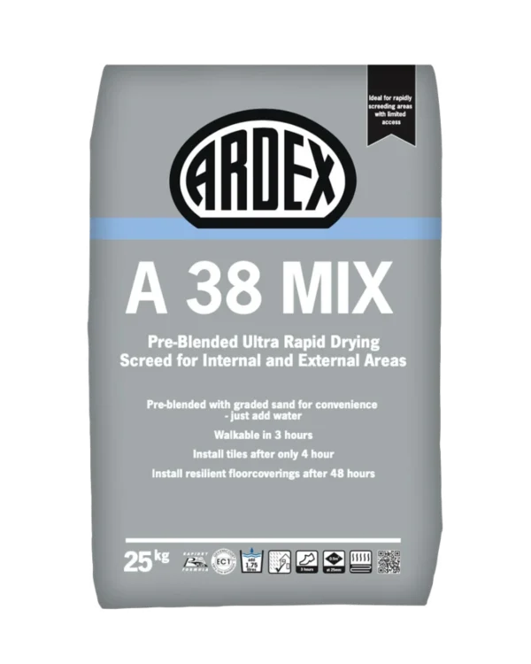 Ardex A38 Mix Pre-Blended Rapid Drying Cement - 25Kg Bag